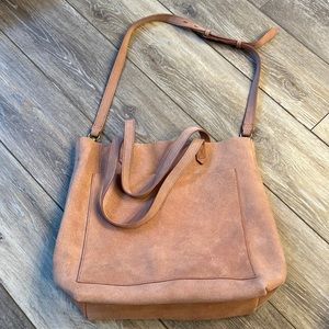 Madewell Pink Suede Transport Tote- Medium